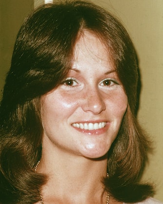 Headshot portrait of American adult film actor Linda Lovelace (1949 - 2002) at a press conference, Los Angeles, California, circa 1980s.  (Photo by Pictorial Parade / Getty Images)