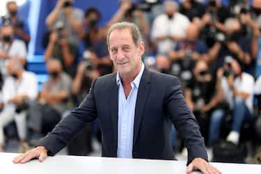 French actor Vincent Lindon poses during a photocall for the film "Titane" at the 74th edition of the Cannes Film Festival in Cannes, southern France, on July 14, 2021. (Photo by Valery HACHE / AFP) (Photo by VALERY HACHE/AFP via Getty Images)