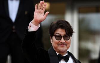 South Korean actor Song Kang-Ho arrives for the screening of the film "Broker" during the 75th edition of the Cannes Film Festival in Cannes, southern France, on May 26, 2022. (Photo by LOIC VENANCE / AFP) (Photo by LOIC VENANCE/AFP via Getty Images)