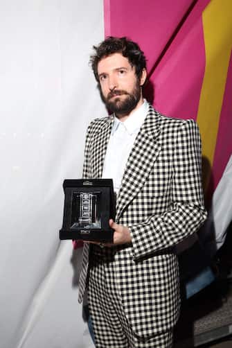 ROME, ITALY - JUNE 20: Fabio D'Innocenzo poses with the Best Story Award for "America atina" at the 76th Nastri D'Argento 2022 on June 20, 2022 in Rome, Italy. (Photo by Daniele Venturelli/Daniele Venturelli / WireImage  )