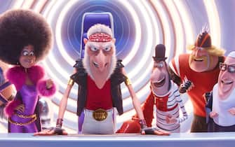 (from left) Stronghold (Danny Trejo), Belle Bottom (Taraji P. Henson), Wild Knuckles (Alan Arkin), Jean Clawed (Jean-Claude Van Damme), Svengeance (Dolph Lundgren) and Nunchuck (Lucy Lawless) in Illumination's Minions: The Rise of Gru, directed by Kyle Balda.