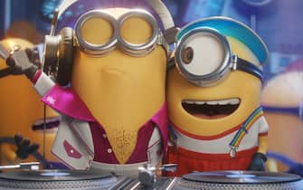 (from left) Minions Kevin and Stuart in Illumination's Minions: The Rise of Gru, directed by Kyle Balda.