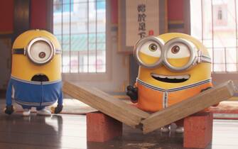 (from left) Minions Kevin, Stuart and Bob in Illumination's Minions: The Rise of Gru, directed by Kyle Balda.