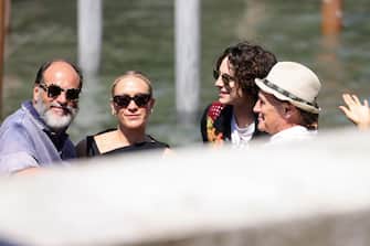 VENICE, ITALY - SEPTEMBER 02: (L-R) Luca Guadagnino, Chloe Sevigny, Timothee Chalamet and Mark Rylance are seen during the 79th Venice International Film Festival on September 02, 2022 in Venice, Italy. (Photo by Andreas Rentz/Getty Images)