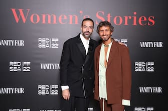 VENICE, ITALY - SEPTEMBER 02: Mohammed Al Turki and Simone Marchetti attends the Women's Stories gala night hosted by Vanity Fair and The Red Sea International Film Festival during the 79th Venice International Film Festival on September 02, 2022 in Venice, Italy. (Photo by Daniele Venturelli/Getty Images for The Red Sea International Film Festival)