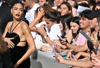 Italian singer and actress Elodie arrives for the premiere of 'Ti mangio il cuore' during the 79th Venice Film Festival in Venice, Italy, 04 September 2022. The movie is presented in 'Orizzonti' section at the festival running from 31 August to 10 September 2022.  ANSA/ETTORE FERRARI

