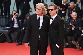 VENICE, ITALY - SEPTEMBER 08: Director Andrew Dominik and Brad Pitt attend the "Blonde" red carpet at the 79th Venice International Film Festival on September 08, 2022 in Venice, Italy. (Photo by Kate Green/Getty Images)