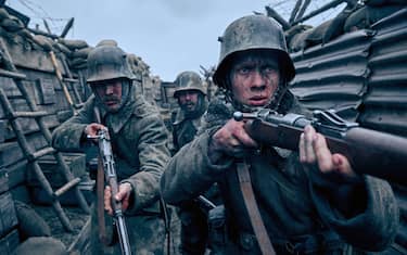 Felix Kammerer, Albrecht Schuch, Edin Hasanovic, "All Quiet on the Western Front" (2022). Photo credit: Reiner Bajo/Netflix/The Hollywood Archive
