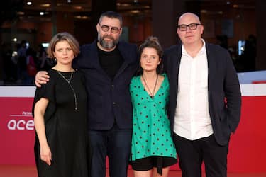 ROME, ITALY - OCTOBER 19: (L-R) Inese Boka-Grube, Director Viesturs Kairiss, Alise Dzene and Gints Grube attend the red carpet for "Janvaris" (January) during the 17th Rome Film Festival at Auditorium Parco Della Musica on October 19, 2022 in Rome, Italy. (Photo by Vittorio Zunino Celotto/Getty Images)