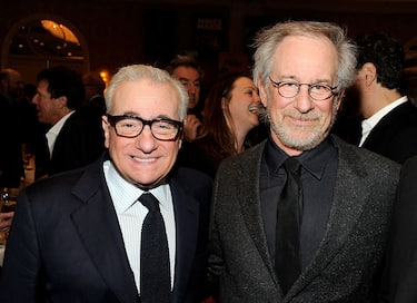 BEVERLY HILLS, CA - JANUARY 13:  Directors Martin Scorsese (L) and Steven Spielberg attend the 12th Annual AFI Awards held at the Four Seasons Hotel Los Angeles at Beverly Hills on January 13, 2012 in Beverly Hills, California.  (Photo by Frazer Harrison/Getty Images for AFI)