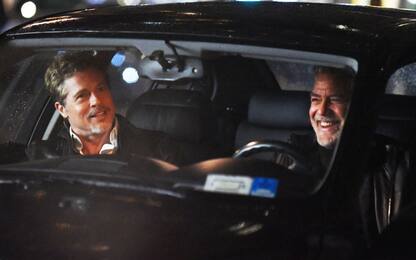 Brad Pitt e George Clooney sul set di Wolves. FOTO