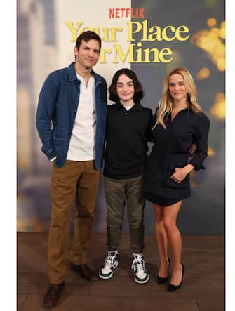 Ashton Kutcher (“Peter”), Reese Witherspoon (“Debbie” & Producer), Wesley Kimmel (“Jack”), YOUR PLACE OR MINE, Photo Call, Los Angeles, CA, USA - 30 Jan 2023. Cr.  Eric Charbonneau for Netflix

