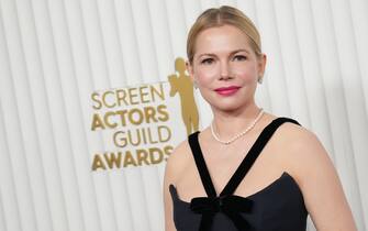 Michelle Williams arrives at the 29th Annual Screen Actors Guild Awards held at the Fairmont Century Plaza in Los Angeles, CA on Sunday, ​February 26, 2023. (Photo By Sthanlee B. Mirador/Sipa USA)