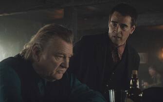 Brendan Gleeson and Colin Farrell in the film THE BANSHEES OF INISHERIN. Photo   Courtesy of Searchlight Pictures. © 2022 20th Century Studios All Rights Reserved.