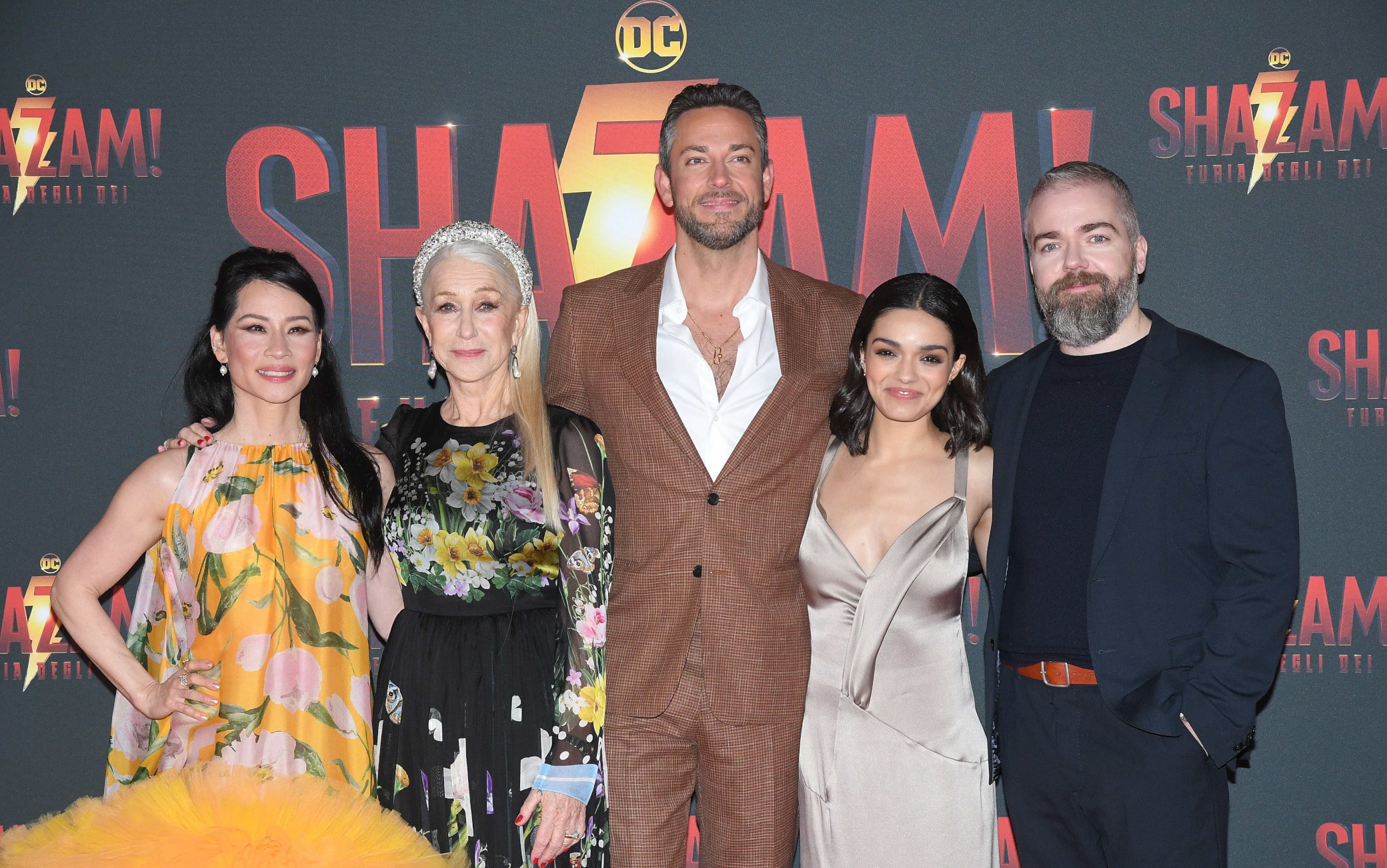 Il cast e il regista di Shazam! Furia degli Dei alla premiere a Roma