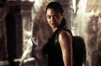 390777 02:  This undated film still shows actress Angelina Jolie on the set of the film "Tomb Raider."  (Photo by Paramount Pictures via Getty Images)
