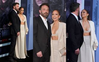 Jennifer Lopez and Ben Affleck in love on the red carpet of the Netflix film The Mother.  PHOTO