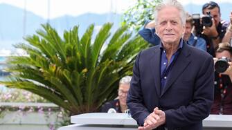 CANNES, FRANCE - MAY 16: Michael Douglas attends a photocall as he receives an honorary Plme D'Or at the 76th annual Cannes film festival at Palais des Festivals on May 16, 2023 in Cannes, France.  (Photo by Andreas Rentz/Getty Images)