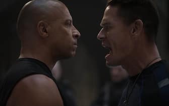 (from left) Dom (Vin Diesel) and Jakob (John Cena) in F9, directed by Justin Lin.