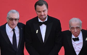 (From L) US actor Robert De Niro, US actor Leonardo DiCaprio and US director Martin Scorsese arrive for the screening of the film "Killers of the Flower Moon" during the 76th edition of the Cannes Film Festival in Cannes, southern France, on May 20, 2023. (Photo by Antonin THUILLIER / AFP) (Photo by ANTONIN THUILLIER/AFP via Getty Images)