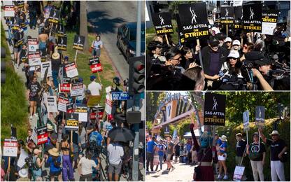 Le proteste di attori e sceneggiatori a Los Angeles e New York. FOTO