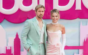 LONDON, UK – JULY 12: Margot Robbie (R) and Ryan Gosling attend the European premiere of 'Barbie' at Cineworld Leicester Square in London, UK on July 12, 2023.  (Photo by Viktor Shimanovich/Anadolu Agency via Getty) Images)