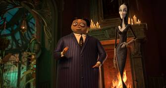 Oscar Isaac as the voice of Gomez Addams (left) and Charlize Theron as the voice of Morticia Addams (right) in THE ADDAMS FAMILY, directed by Conrad Vernon and Greg Tiernan, a Metro Goldwyn Mayer Pictures film.  Credit: Metro Goldwyn Mayer Pictures © 2019 Metro-Goldwyn-Mayer Pictures Inc. All Rights Reserved.