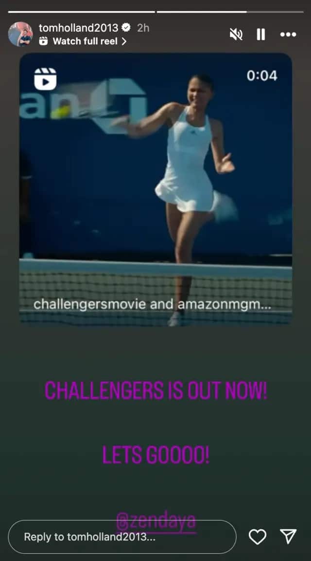 Tom Holland ha invitato i suoi follower su Instagram ad andare a vedere Challengers