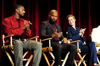 NEW YORK, NY - SEPTEMBER 8: Michael B. Jordan, Jamie Foxx and Brie Larson attend Warner Bros. Hosts A Special Screening Of "Just Mercy" at DGA Theater on September 8, 2019 in New York City. (Photo by Paul Bruinooge/Patrick McMullan via Getty Images)