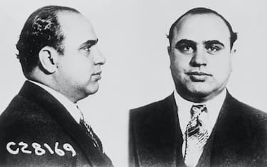 Al Capone (1899-1947), American gangster, 17 June 1931. 'Al Capone sent to prison. This picture shows the Bertillon photographs of Capone made by the US Dept of Justice. His rogue's gallery number is C 28169'.