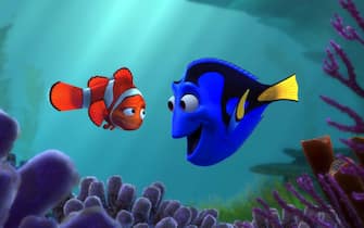 FINDING NEMOMarlin (left), a frantic father whose son Nemo has been unexpectedly taken from his home, enlists the aid of a friendly-but-forgetful fish named Dory (right) in his rescue mission.Ref: FBSupplied by Capital Pictures*Film Still - Editorial Use Only*Tel: +44 (0)20 7253 1122www.capitalpictures.comsales@capitalpictures.com(f/sd018)