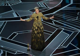 HOLLYWOOD, CA - MARCH 04:  Actor Frances McDormand accepts Best Actress for 'Three Billboards Outside Ebbing, Missouri' onstage during the 90th Annual Academy Awards at the Dolby Theatre at Hollywood & Highland Center on March 4, 2018 in Hollywood, California.  (Photo by Kevin Winter/Getty Images)