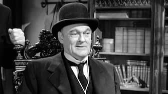 LOS ANGELES - DECEMBER 20: The movie "It's a Wonderful Life", produced and directed by Frank Capra. Seen here, Lionel Barrymore as Henry F. Potter. Premiered December 20, 1946; theatrical wide release January 7, 1947. Screen capture. Paramount Pictures. (Photo by CBS via Getty Images)