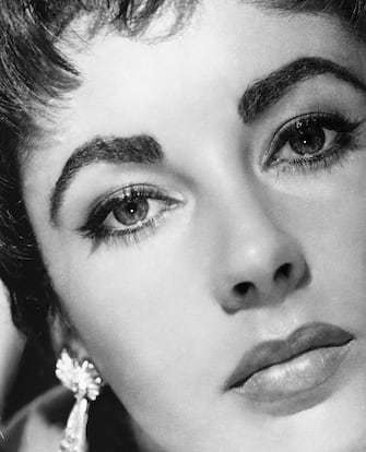 (Original Caption) Picture shows Elizabeth Taylor ... her flawless beauty makes this unusual part-portrait of the girl who has been called "The Beauty of her Generation," perhaps the century. Undated photo circa 1950s. (Photo by George Rinhart/Corbis via Getty Images)