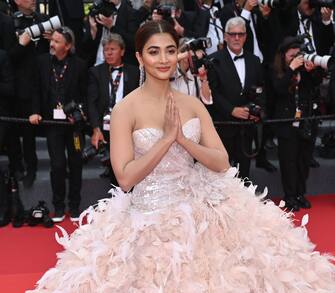 CANNES, FRANCE - MAY 18: Indian actress Pooja Hegde arrives for screening of the film Ã¢Top Gun : MaverickÃ¢ at the 75th annual Cannes Film Festival in Cannes, France on May 18, 2022. (Photo by Mustafa Yalcin/Anadolu Agency via Getty Images)