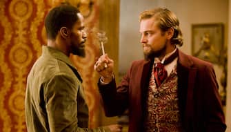 Jamie Foxx, left, and Leonardo DiCaprio in Columbia Pictures' "Django Unchained," also starring Christoph Waltz.