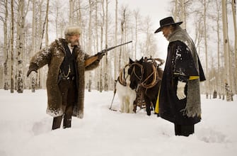 (L-R) KURT RUSSELL and SAMUEL L. JACKSON star in THE HATEFUL EIGHT. 
Photo: Andrew Cooper, SMPSP
Â© 2015 The Weinstein Company. All Rights Reserved.