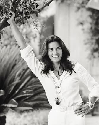 Portrait of Brazilian actress Florinda Bolkan smiling in a garden. Taormina, 1970s (Photo by Angelo Deligio/Mondadori via Getty Images)