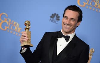 Jon Hamm attends the press rooom of the 73rd Annual Golden Globe Awards held at the Beverly Hilton Hotel on January 10, 2016 in Beverly Hills, California.