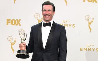 LOS ANGELES - SEP 20:  Jon Hamm at the Primetime Emmy Awards Press Room at the Microsoft Theater on September 20, 2015 in Los Angeles, CA