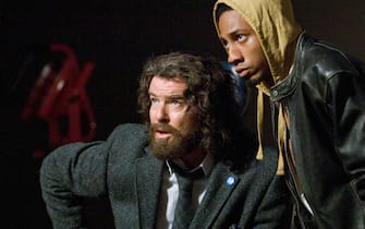 Mr. Brunner (Pierce Brosnan) and Grover (Brandon T. Jackson) in "Percy Jackson and the Olympians: The Lighting Thief." (2010) Photo by: 20th Century Fox