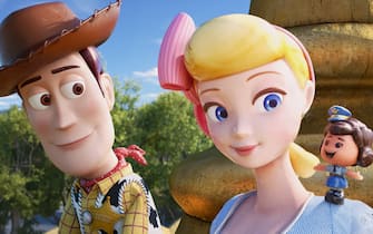 GIGGLE MCDIMPLES -- In Disneyâ ¢Pixarâ  s â  Toy Story 4,â   Bo Peep introduces Woody to her best friend Giggle McDimples. A miniature plastic doll from the 1980s, Giggle is Boâ  s confidant, supporter and advisor, and spends a lot of her time perched on Boâ  s shoulder. Featuring Ally Maki as the voice of Giggle, â  Toy Story 4â   opens in U.S. theaters on June 21, 2019...Â©2019 Disneyâ ¢Pixar. All Rights Reserved.