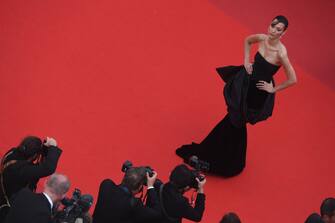 CANNES, FRANCE - MAY 24: Bella Hadid attends the 75th Anniversary celebration screening of "The Innocent (L'Innocent)" during the 75th annual Cannes film festival at Palais des Festivals on May 24, 2022 in Cannes, France. (Photo by Stephane Cardinale - Corbis/Corbis via Getty Images)