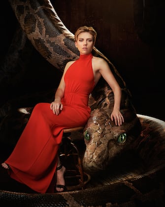 THE JUNGLE BOOK - Kaa is a massive python who uses her voice and hypnotic gaze to entrance Mowgli. The man-cub can't resist her captivating embrace. "Kaa seduces and entraps Mowgli with her storytelling," says Scarlett Johansson. "She's the mirror into Mowgli's past. The way she moves is very alluring, almost coquettish."Photo by: Sarah Dunn. Â©2016 Disney Enterprises, Inc. All Rights Reserved.
