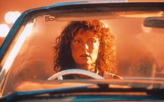 Uno scatto dal set di Thelma and Louise Susan Sarandon sul set di Thelma and Louise