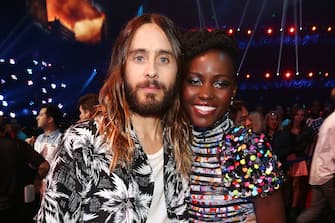 LOS ANGELES, CA - APRIL 13:  Actor Jared Leto (L) and actress Lupita Nyong'o attend the 2014 MTV Movie Awards at Nokia Theatre L.A. Live on April 13, 2014 in Los Angeles, California.  (Photo by Christopher Polk/Getty Images)