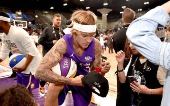 during the NBA All-Star Celebrity Game 2018 presented by Ruffles at Verizon Up Arena at LACC on February 16, 2018 in Los Angeles, California.