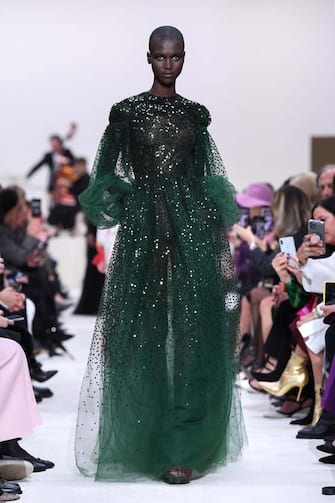 PARIS, FRANCE - MARCH 01: (EDITORIAL USE ONLY) A model walks the runway during the Valentino show as part of the Paris Fashion Week Womenswear Fall/Winter 2020/2021 on March 01, 2020 in Paris, France. (Photo by Pascal Le Segretain/Getty Images)