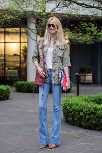 LONDON, ENGLAND - APRIL 25:  Claudia Schiffer wears Fay on April 25, 2017 in London, England.  (Photo by David M Benett/Dave Benett/Getty Images for Fay)