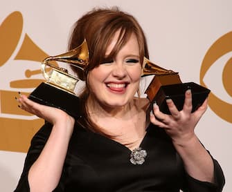 LOS ANGELES, CA - FEBRUARY 08:  Singer Adele, winner of two awards; Best Female Pop Vocal Performance for "Chasing Pavements" and Best New Artist, poses in the press room during the 51st Annual Grammy Awards held at the Staples Center on February 8, 2009 in Los Angeles, California.  (Photo by Jason Merritt/Getty Images)